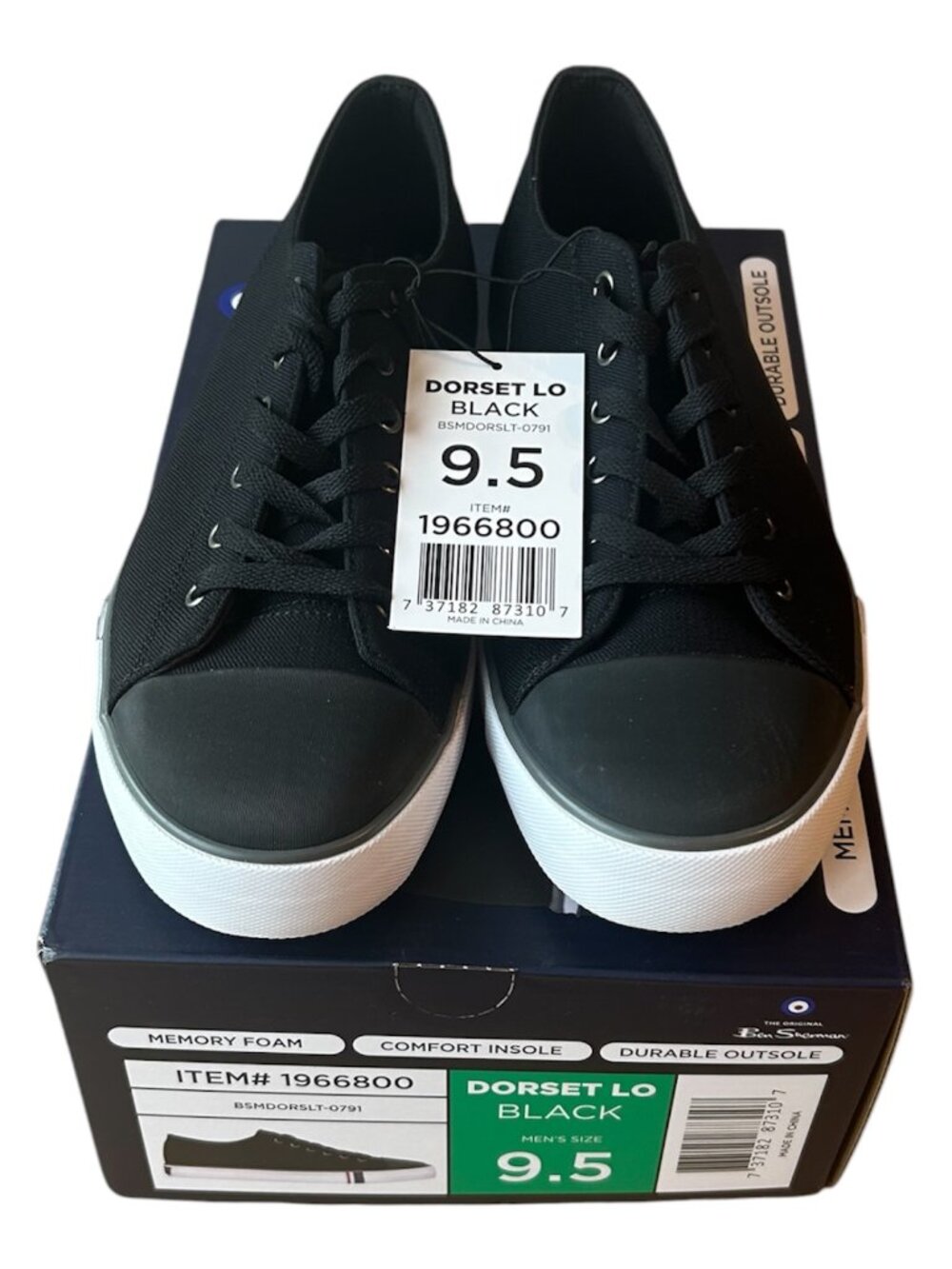 Ben Sherman Men's Canvas Shoe Memory Foam Black Size 9.5